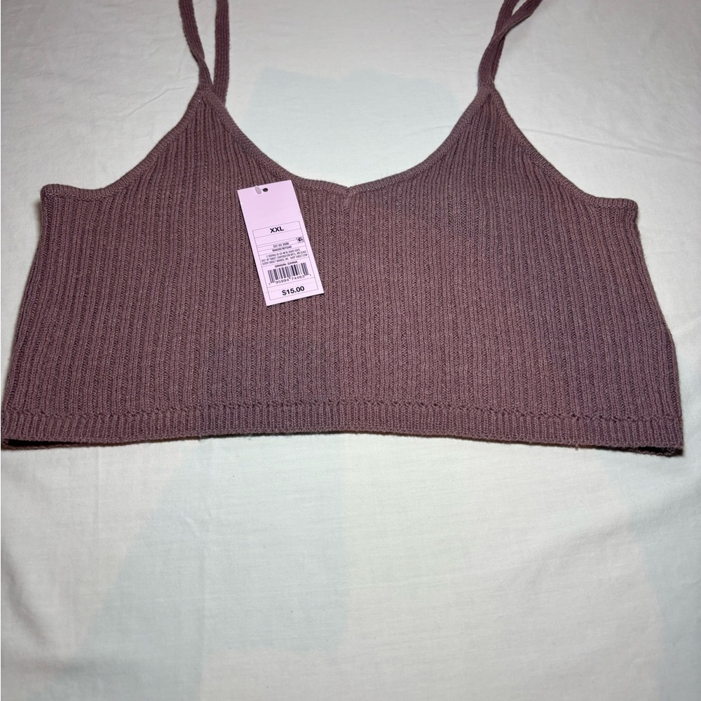 Women's Ribbed Knit Crop Top - Mauve